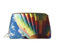 LPSRTWE Travel Makeup Bag for Women Large Capacity Cosmetic Bags PU Leather Waterproof Toiletry Bag Colorful Hot Air Balloon Makeup Pouch Portable Wide Open Make Up Organizer with Zipper, White, One