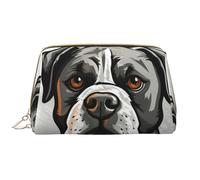 LPSRTWE Travel Makeup Bag for Women Large Capacity Cosmetic Bags PU Leather Waterproof Toiletry Bag American Bulldog Head Makeup Pouch Portable Wide Open Make Up Organizer with Zipper, White, One Size