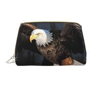 LPSRTWE Travel Makeup Bag for Women Large Capacity Cosmetic Bags PU Leather Waterproof Toiletry Bag 3D Bald Eagle Makeup Pouch Portable Wide Open Make Up Organizer with Zipper, White, One Size