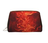 LPSRTWE Travel Makeup Bag for Women Large Capacity Cosmetic Bags PU Leather Waterproof Toiletry Bag Red Flame Makeup Pouch Portable Wide Open Make Up Organizer with Zipper, White, One Size