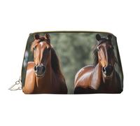 LPSRTWE Travel Makeup Bag for Women Large Capacity Cosmetic Bags PU Leather Waterproof Toiletry Bag Animales horses Makeup Pouch Portable Wide Open Make Up Organizer with Zipper, White, One Size