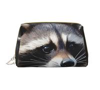 LPSRTWE Travel Makeup Bag for Women Large Capacity Cosmetic Bags PU Leather Waterproof Toiletry Bag Raccoon Makeup Pouch Portable Wide Open Make Up Organizer with Zipper, White, One Size