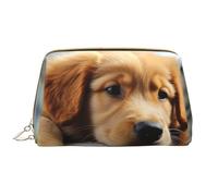 LPSRTWE Travel Makeup Bag for Women Large Capacity Cosmetic Bags PU Leather Waterproof Toiletry Bag Lazy dog puppy Makeup Pouch Portable Wide Open Make Up Organizer with Zipper, White, One Size