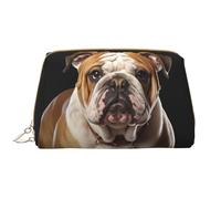LPSRTWE Travel Makeup Bag for Women Large Capacity Cosmetic Bags PU Leather Waterproof Toiletry Bag English-Bulldog Makeup Pouch Portable Wide Open Make Up Organizer with Zipper, White, One Size