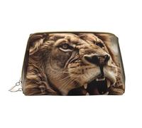 LPSRTWE Travel Makeup Bag for Women Large Capacity Cosmetic Bags PU Leather Waterproof Toiletry Bag Angry Lion Makeup Pouch Portable Wide Open Make Up Organizer with Zipper, White, One Size