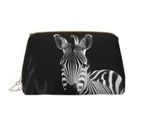 LPSRTWE Travel Makeup Bag for Women Large Capacity Cosmetic Bags PU Leather Waterproof Toiletry Bag Zebra Makeup Pouch Portable Wide Open Make Up Organizer with Zipper, White, One Size