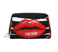 LPSRTWE Travel Makeup Bag for Women Large Capacity Cosmetic Bags PU Leather Waterproof Toiletry Bag Red Lips Kiss Makeup Pouch Portable Wide Open Make Up Organizer with Zipper, White, One Size