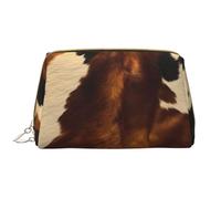 LPSRTWE Travel Makeup Bag for Women Large Capacity Cosmetic Bags PU Leather Waterproof Toiletry Bag Abstract Cow Skin Makeup Pouch Portable Wide Open Make Up Organizer with Zipper, White, One Size