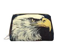 LPSRTWE Travel Makeup Bag for Women Large Capacity Cosmetic Bags PU Leather Waterproof Toiletry Bag American Flag Eagle Makeup Pouch Portable Wide Open Make Up Organizer with Zipper, White, One Size