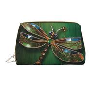 LPSRTWE Travel Makeup Bag for Women Large Capacity Cosmetic Bags PU Leather Waterproof Toiletry Bag Jewel dragonfly Makeup Pouch Portable Wide Open Make Up Organizer with Zipper, White, One Size