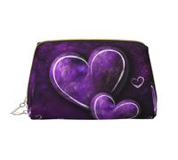 LPSRTWE Travel Makeup Bag for Women Large Capacity Cosmetic Bags PU Leather Waterproof Toiletry Bag Purple Hearts Makeup Pouch Portable Wide Open Make Up Organizer with Zipper, White, One Size