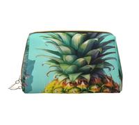 LPSRTWE Travel Makeup Bag for Women Large Capacity Cosmetic Bags PU Leather Waterproof Toiletry Bag Tropical Pineapple Makeup Pouch Portable Wide Open Make Up Organizer with Zipper, White, One Size