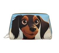 LPSRTWE Travel Makeup Bag for Women Large Capacity Cosmetic Bags PU Leather Waterproof Toiletry Bag I Love My Dog Dachshunds Makeup Pouch Portable Wide Open Make Up Organizer with Zipper, White, One