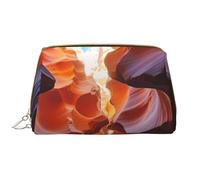 LPSRTWE Travel Makeup Bag for Women Large Capacity Cosmetic Bags PU Leather Waterproof Toiletry Bag Antelope Canyon Makeup Pouch Portable Wide Open Make Up Organizer with Zipper, White, One Size