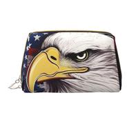 LPSRTWE Travel Makeup Bag for Women Large Capacity Cosmetic Bags PU Leather Waterproof Toiletry Bag America US Flag Bald Eagle Makeup Pouch Portable Wide Open Make Up Organizer with Zipper, White, One