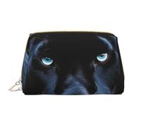 LPSRTWE Travel Makeup Bag for Women Large Capacity Cosmetic Bags PU Leather Waterproof Toiletry Bag Panther With Blue Eyes Makeup Pouch Portable Wide Open Make Up Organizer with Zipper, White, One