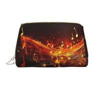 LPSRTWE Travel Makeup Bag for Women Large Capacity Cosmetic Bags PU Leather Waterproof Toiletry Bag Red Flame Music Note Makeup Pouch Portable Wide Open Make Up Organizer with Zipper, White, One Size