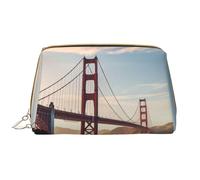 LPSRTWE Travel Makeup Bag for Women Large Capacity Cosmetic Bags PU Leather Waterproof Toiletry Bag Golden Gate Bridge Makeup Pouch Portable Wide Open Make Up Organizer with Zipper, White, One Size