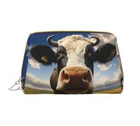 LPSRTWE Travel Makeup Bag for Women Large Capacity Cosmetic Bags PU Leather Waterproof Toiletry Bag Prairie cow Makeup Pouch Portable Wide Open Make Up Organizer with Zipper, White, One Size