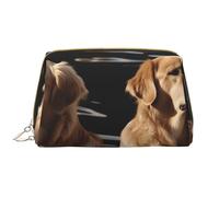 LPSRTWE Travel Makeup Bag for Women Large Capacity Cosmetic Bags PU Leather Waterproof Toiletry Bag Golden Retrievers Makeup Pouch Portable Wide Open Make Up Organizer with Zipper, White, One Size