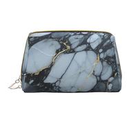 LPSRTWE Travel Makeup Bag for Women Large Capacity Cosmetic Bags PU Leather Waterproof Toiletry Bag Black textured marble Makeup Pouch Portable Wide Open Make Up Organizer with Zipper, White, One Size