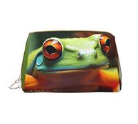 LPSRTWE Travel Makeup Bag for Women Large Capacity Cosmetic Bags PU Leather Waterproof Toiletry Bag lovely Tree Frogs Makeup Pouch Portable Wide Open Make Up Organizer with Zipper, White, One Size