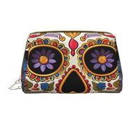 LPSRTWE Travel Makeup Bag for Women Large Capacity Cosmetic Bags PU Leather Waterproof Toiletry Bag Sugar Skulls Makeup Pouch Portable Wide Open Make Up Organizer with Zipper, White, One Size