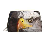 LPSRTWE Travel Makeup Bag for Women Large Capacity Cosmetic Bags PU Leather Waterproof Toiletry Bag America Flag and Eagle Makeup Pouch Portable Wide Open Make Up Organizer with Zipper, White, One
