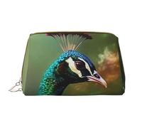 LPSRTWE Travel Makeup Bag for Women Large Capacity Cosmetic Bags PU Leather Waterproof Toiletry Bag Colorful Peacock Makeup Pouch Portable Wide Open Make Up Organizer with Zipper, White, One Size
