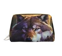 LPSRTWE Travel Makeup Bag for Women Large Capacity Cosmetic Bags PU Leather Waterproof Toiletry Bag Wolves and dream catchers Makeup Pouch Portable Wide Open Make Up Organizer with Zipper, White, One