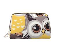 LPSRTWE Travel Makeup Bag for Women Large Capacity Cosmetic Bags PU Leather Waterproof Toiletry Bag Animal Cartoon Owls Cute Makeup Pouch Portable Wide Open Make Up Organizer with Zipper, White, One