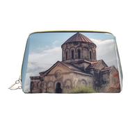 LPSRTWE Travel Makeup Bag for Women Large Capacity Cosmetic Bags PU Leather Waterproof Toiletry Bag Armenian Church Makeup Pouch Portable Wide Open Make Up Organizer with Zipper, White, One Size