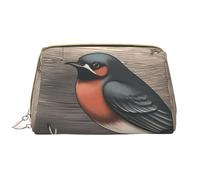 LPSRTWE Travel Makeup Bag for Women Large Capacity Cosmetic Bags PU Leather Waterproof Toiletry Bag Barn swallow in graphite Makeup Pouch Portable Wide Open Make Up Organizer with Zipper, White, One