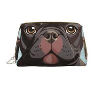 LPSRTWE Travel Makeup Bag for Women Large Capacity Cosmetic Bags PU Leather Waterproof Toiletry Bag French Bulldog Dog Cute Makeup Pouch Portable Wide Open Make Up Organizer with Zipper, White, One