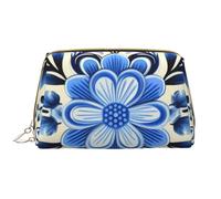 LPSRTWE Travel Makeup Bag for Women Large Capacity Cosmetic Bags PU Leather Waterproof Toiletry Bag Blue Folk Art Makeup Pouch Portable Wide Open Make Up Organizer with Zipper, White, One Size