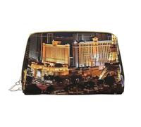LPSRTWE Travel Makeup Bag for Women Large Capacity Cosmetic Bags PU Leather Waterproof Toiletry Bag Las Vegas night view Makeup Pouch Portable Wide Open Make Up Organizer with Zipper, White, One Size
