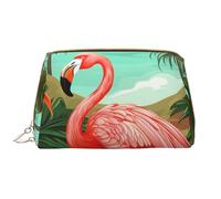 LPSRTWE Travel Makeup Bag for Women Large Capacity Cosmetic Bags PU Leather Waterproof Toiletry Bag Tropical Flamingo Makeup Pouch Portable Wide Open Make Up Organizer with Zipper, White, One Size