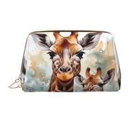 LPSRTWE Travel Makeup Bag for Women Large Capacity Cosmetic Bags PU Leather Waterproof Toiletry Bag Watercolor Deer Giraffe Makeup Pouch Portable Wide Open Make Up Organizer with Zipper, White, One