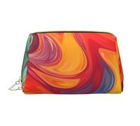 LPSRTWE Travel Makeup Bag for Women Large Capacity Cosmetic Bags PU Leather Waterproof Toiletry Bag Artistic Effect Colorful Makeup Pouch Portable Wide Open Make Up Organizer with Zipper, White, One