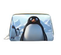 LPSRTWE Travel Makeup Bag for Women Large Capacity Cosmetic Bags PU Leather Waterproof Toiletry Bag Penguin Antarctica Ice Makeup Pouch Portable Wide Open Make Up Organizer with Zipper, White, One
