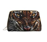 LPSRTWE Travel Makeup Bag for Women Large Capacity Cosmetic Bags PU Leather Waterproof Toiletry Bag Ferocious Tiger Makeup Pouch Portable Wide Open Make Up Organizer with Zipper, White, One Size