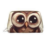 LPSRTWE Travel Makeup Bag for Women Large Capacity Cosmetic Bags PU Leather Waterproof Toiletry Bag Cute Owl Makeup Pouch Portable Wide Open Make Up Organizer with Zipper, White, One Size