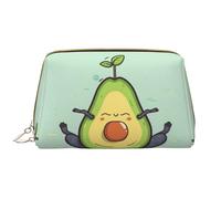 LPSRTWE Travel Makeup Bag for Women Large Capacity Cosmetic Bags PU Leather Waterproof Toiletry Bag Cute yoga fruit Makeup Pouch Portable Wide Open Make Up Organizer with Zipper, White, One Size