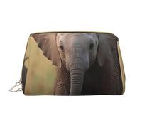 LPSRTWE Travel Makeup Bag for Women Large Capacity Cosmetic Bags PU Leather Waterproof Toiletry Bag Baby Elephant Makeup Pouch Portable Wide Open Make Up Organizer with Zipper, White, One Size