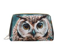 LPSRTWE Travel Makeup Bag for Women Large Capacity Cosmetic Bags PU Leather Waterproof Toiletry Bag Animal Cute Owl Makeup Pouch Portable Wide Open Make Up Organizer with Zipper, White, One Size