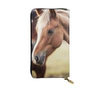 LPSRTWE Ultra Slim Thin Leather Women Wallet Adorable Horse Long Coin Purse Credit Card Holder Bifold Clutch, Black, One Size, Classic