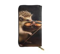 LPSRTWE Ultra Slim Thin Leather Women Wallet Animal Hedgehog Music Violin Long Coin Purse Credit Card Holder Bifold Clutch, Black, One Size, Classic