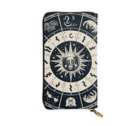 LPSRTWE Ultra Slim Thin Leather Women Wallet Astrological Sign Long Coin Purse Credit Card Holder Bifold Clutch, Black, One Size, Classic