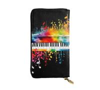 LPSRTWE Ultra Slim Thin Leather Women Wallet Colorful Piano Keyboard Music Note Long Coin Purse Credit Card Holder Bifold Clutch, Black, One Size, Classic