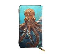 LPSRTWE Ultra Slim Thin Leather Women Wallet Cool big Octopus Long Coin Purse Credit Card Holder Bifold Clutch, Black, One Size, Classic